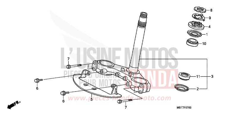 STEERING STEM for Varadero ABS CHEVALIER SILVER METALLIC (NHA83) from 2007